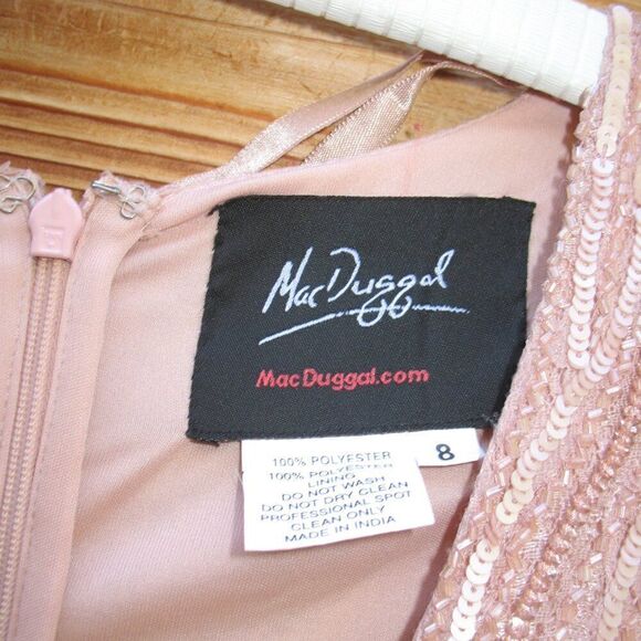 Mac Duggal 93574 Womens Pink Beaded Puff Sleeve Trumpet Gown - Picture 13 of 15